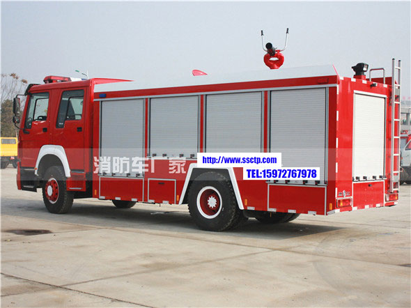消防灑水車圖片_國六重汽豪沃8噸泡沫消防車廠家價格5